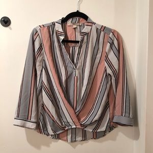 Forever 21 pink striped blouse twist bottom